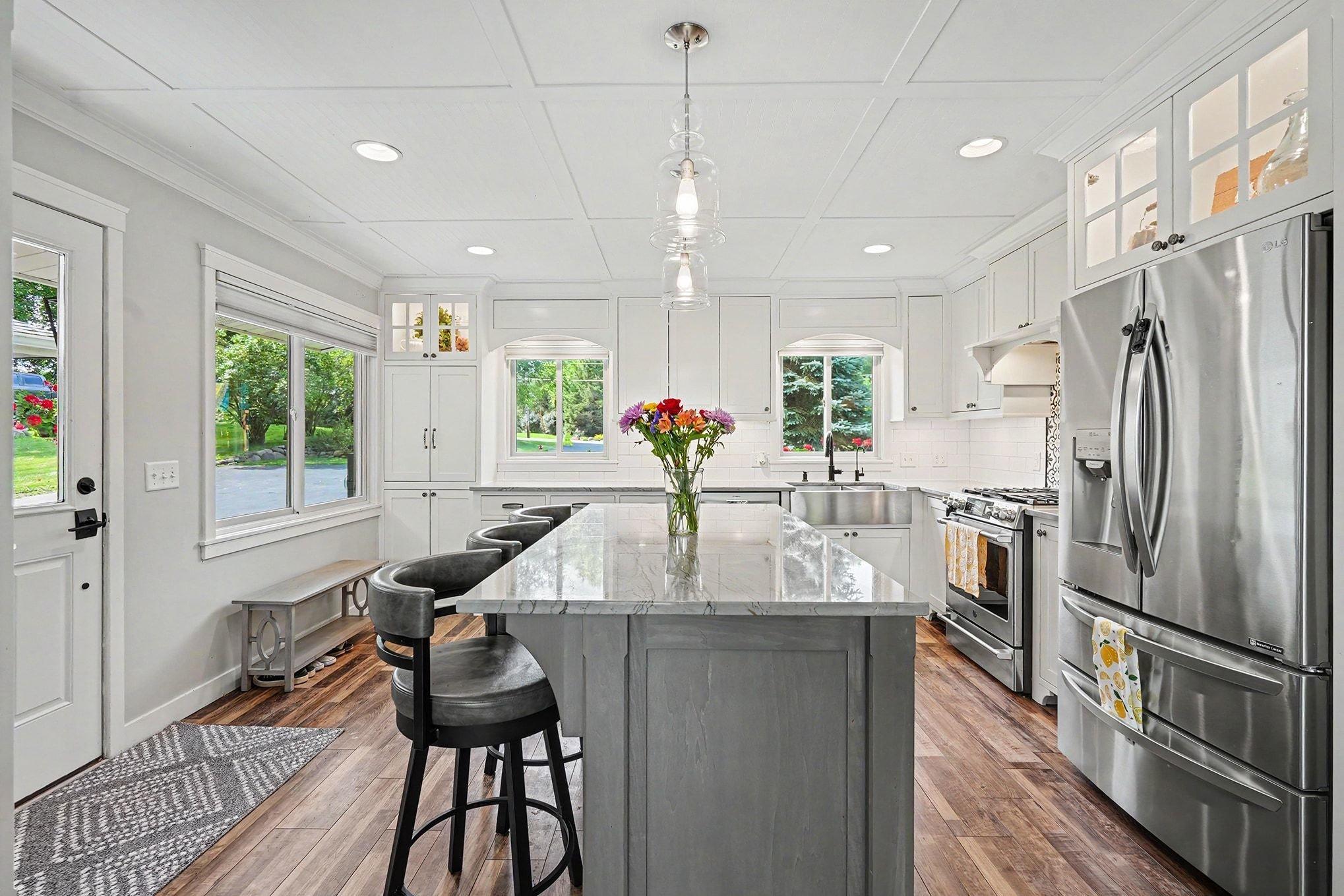 Kitchen right off of the side door. Open concept.