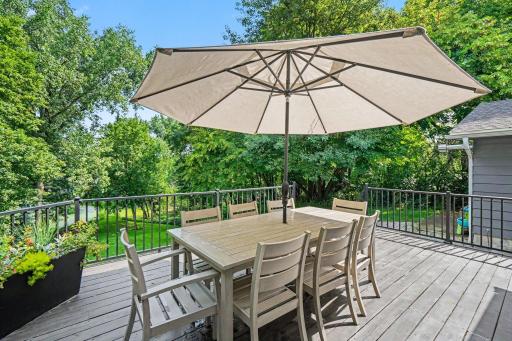 Patio doors lead to the deck: Main-level