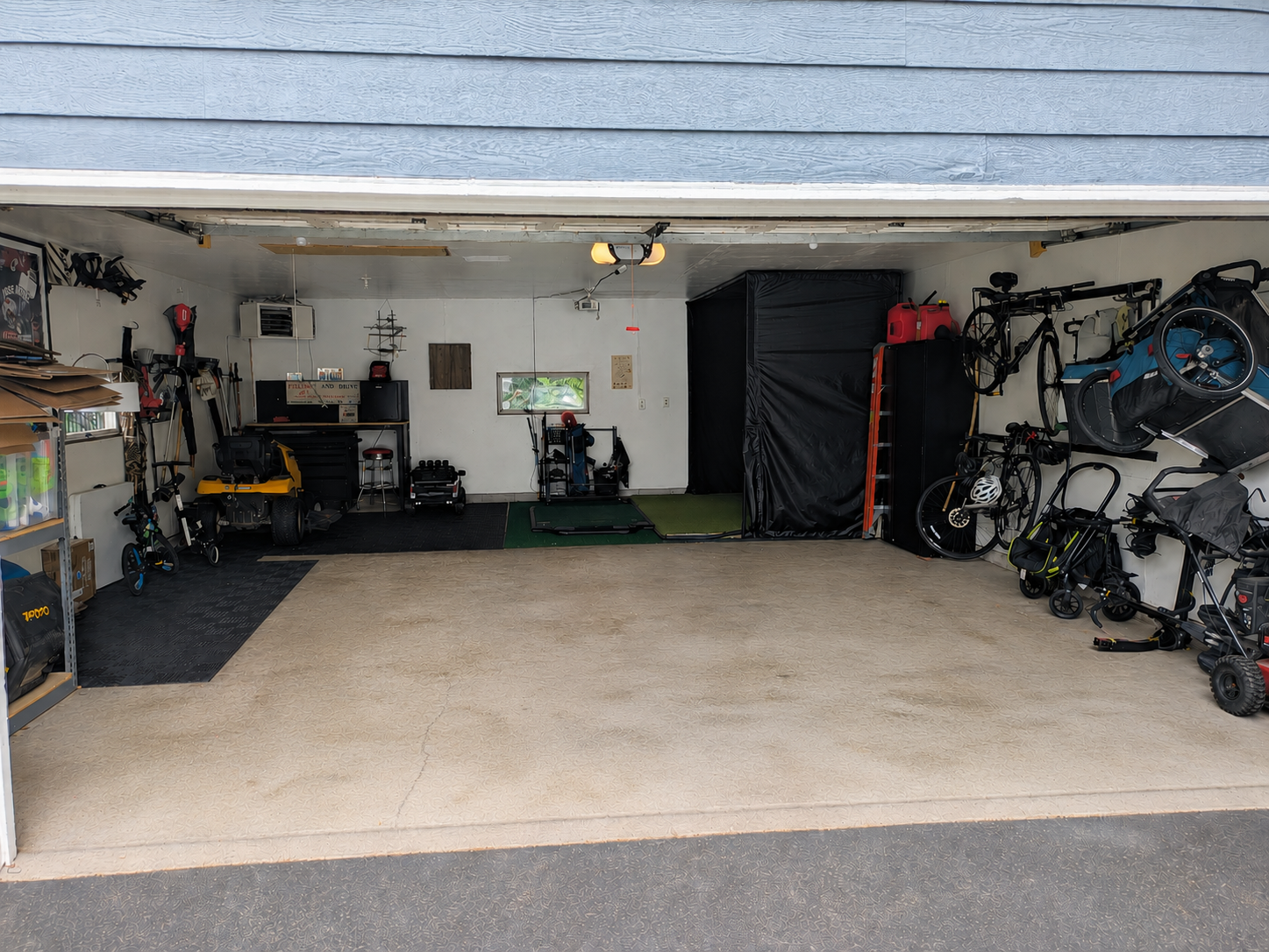 2 car garage deep enough for a golf simulator