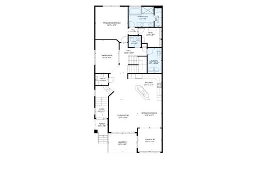 Main level floor plan. NOTE: Closet is designed for future elevator between main level and lower level!