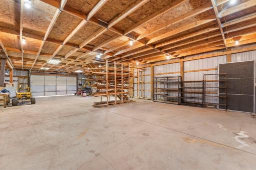 Pole shed has concrete floor and electricity