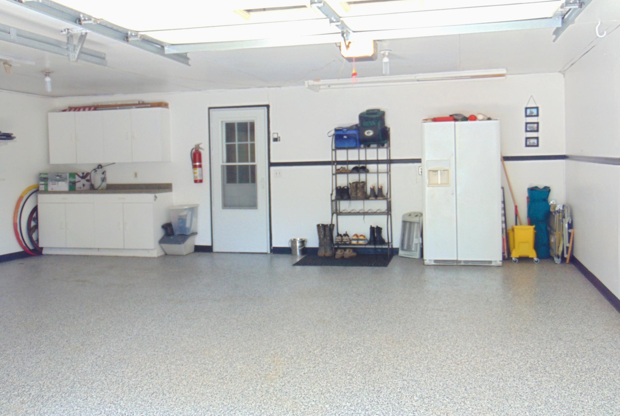 Attached garage with epoxy flooring
