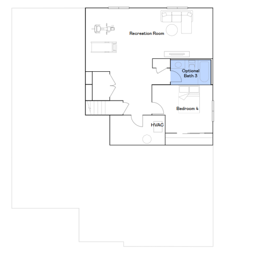 Lower level floor plan.