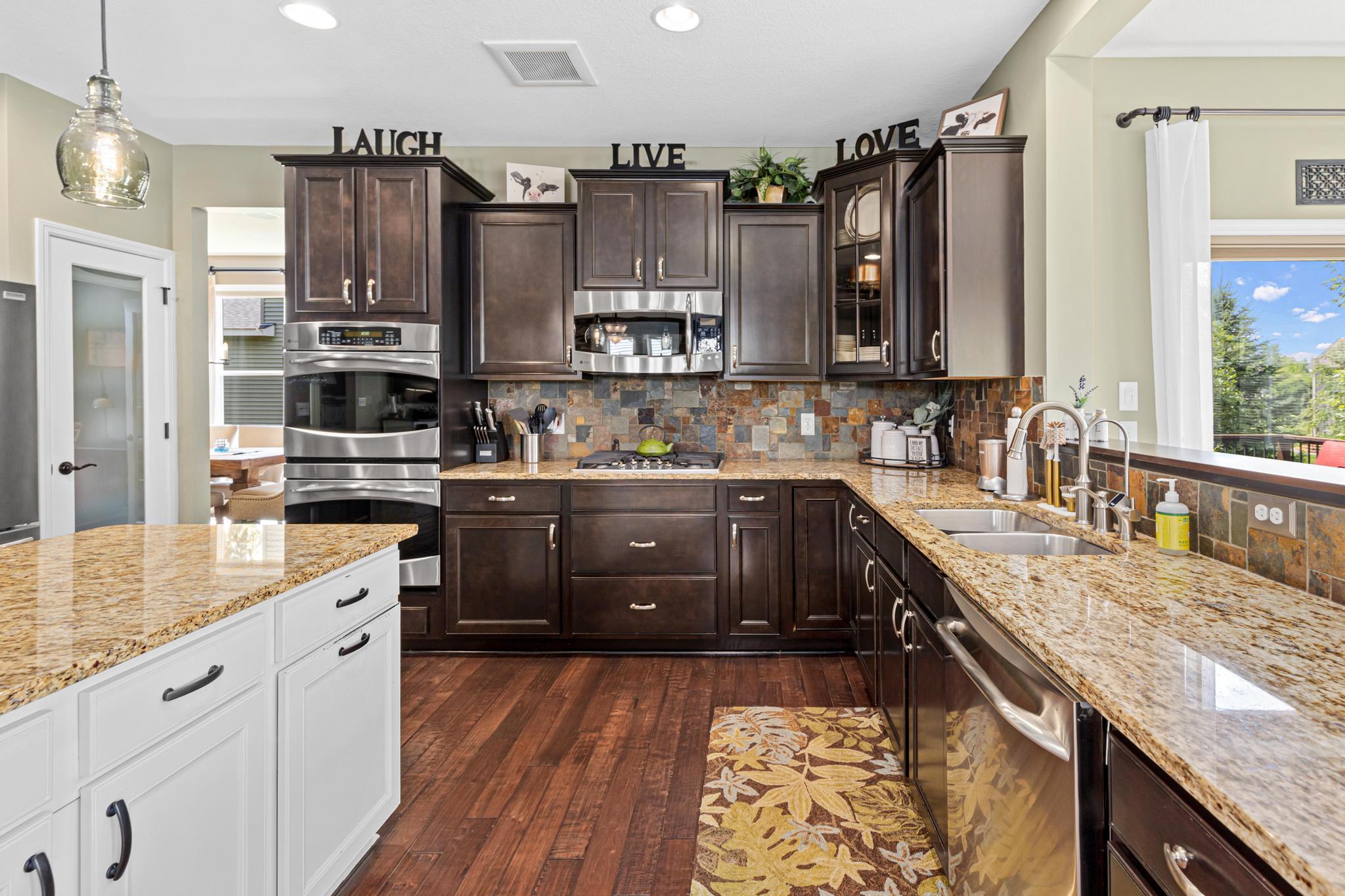 Stainless appliances gleam.