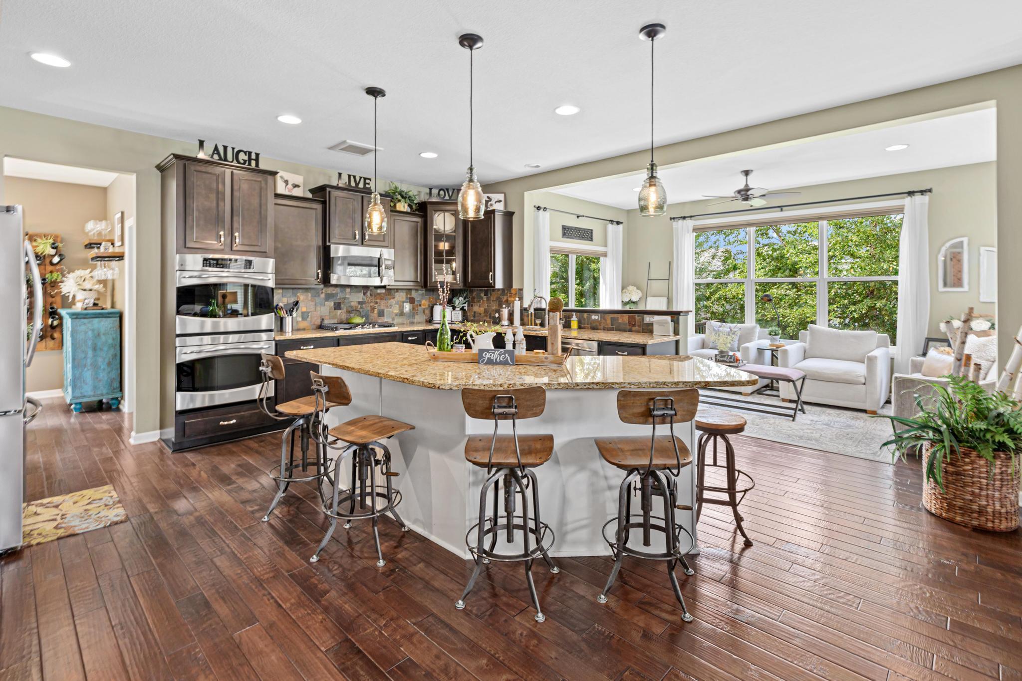 Additional seating at the kitchen island.