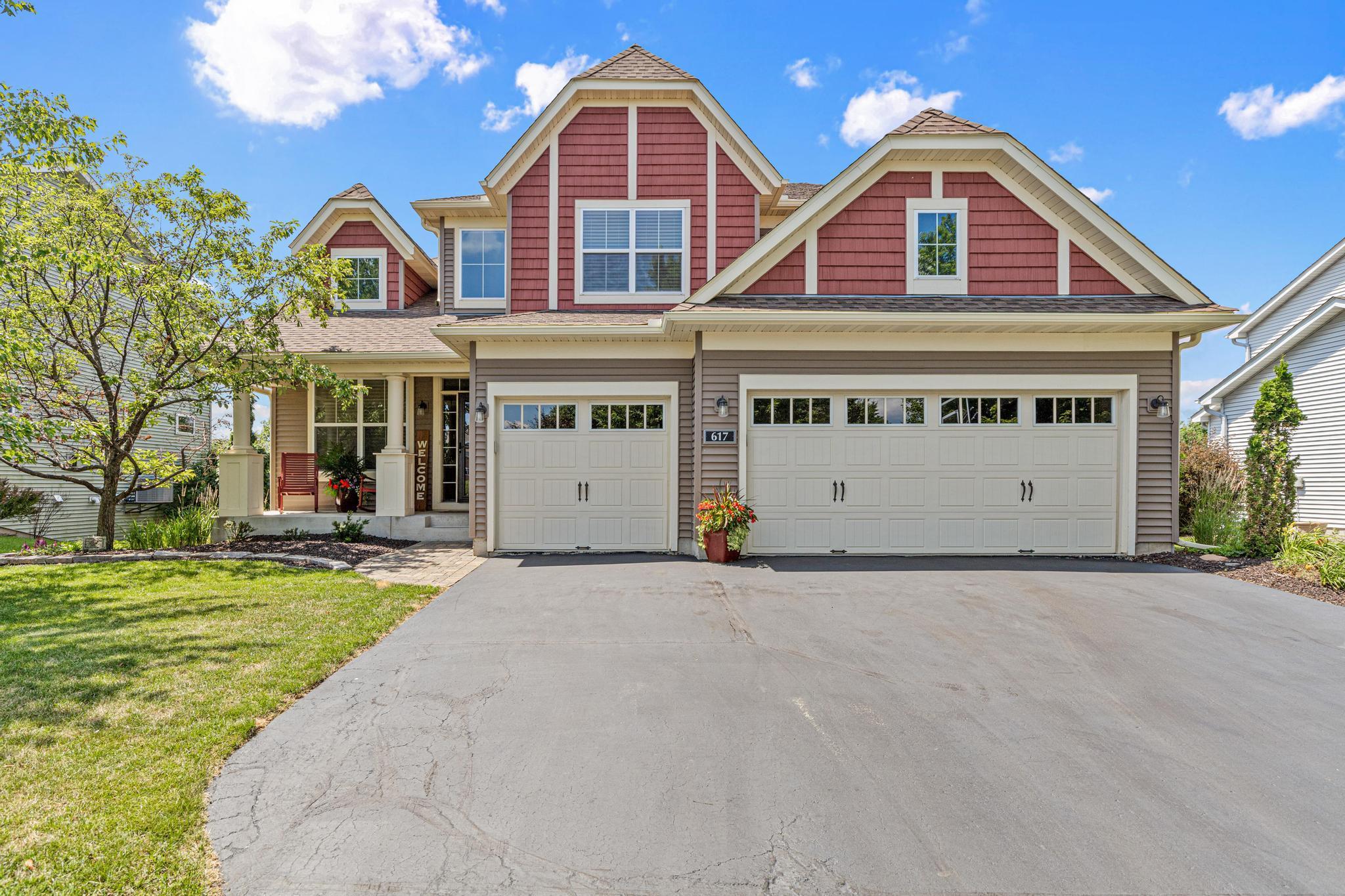Spacious three car garage.
