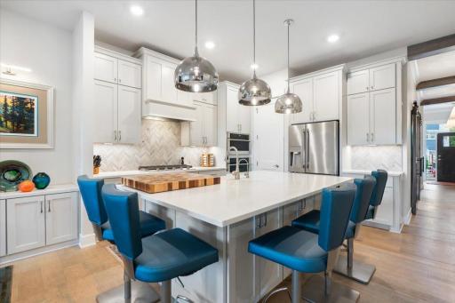 Oversized center island with upgraded custom lighting
