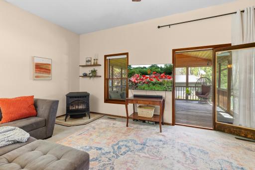 Main level family room has a pellet stove.