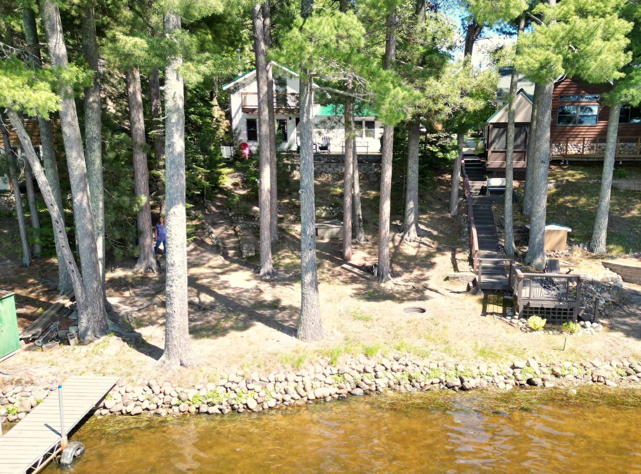 Rock shoreline and a firepit for those shoreline campfires.