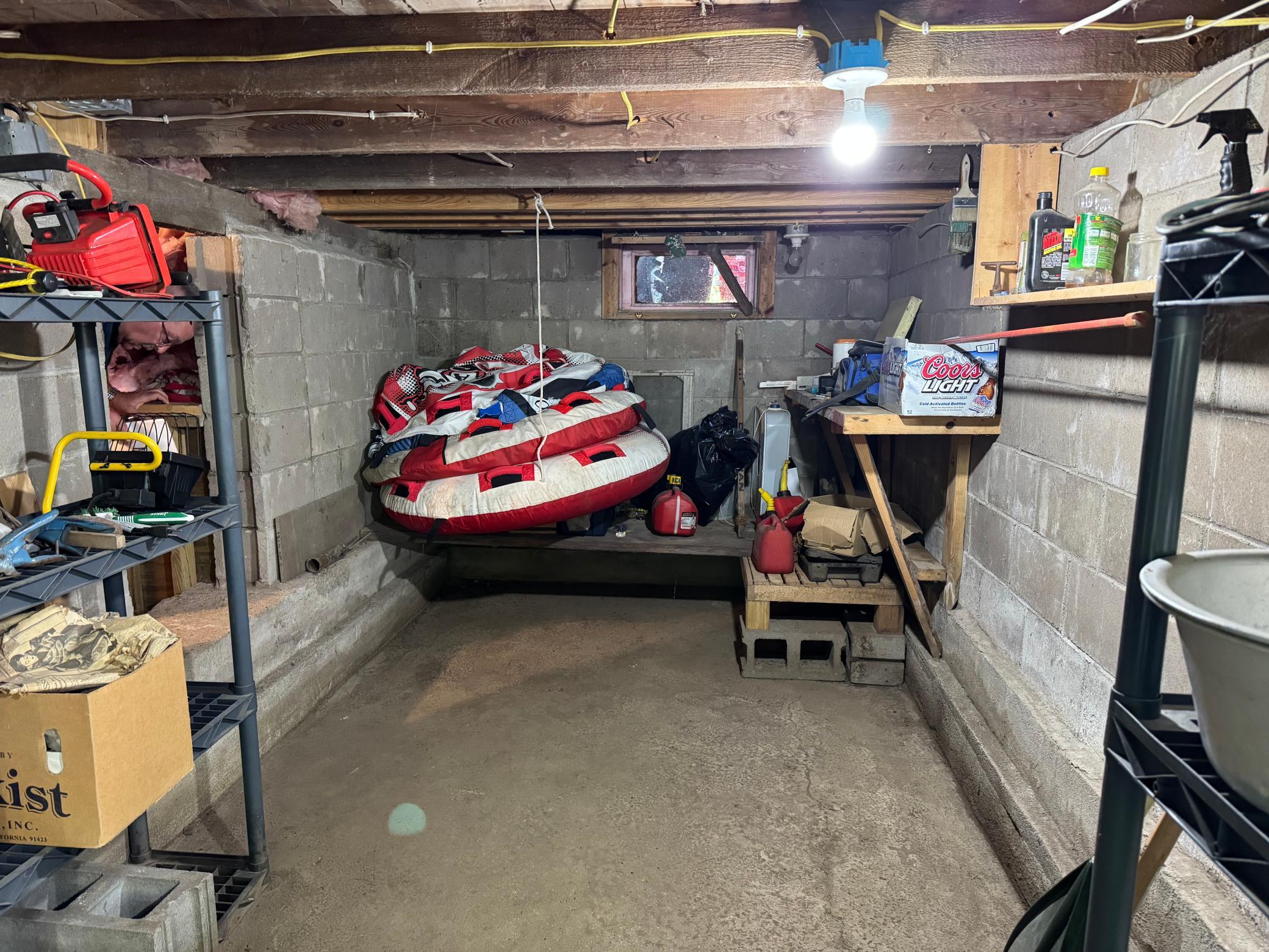 The storage area in the basement.