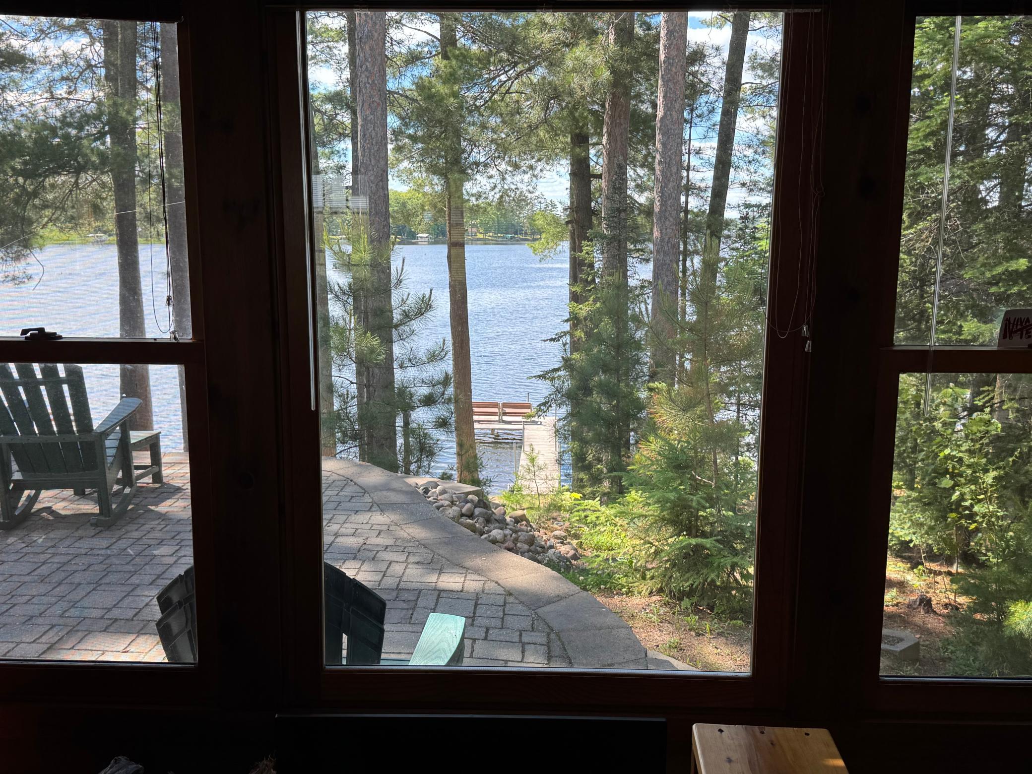 This is the view from inside the home looking towards the lake.