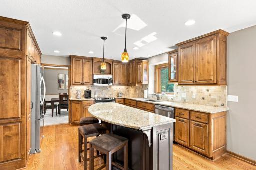 Beautiful kitchen with stainless steal appliances and spacious center island