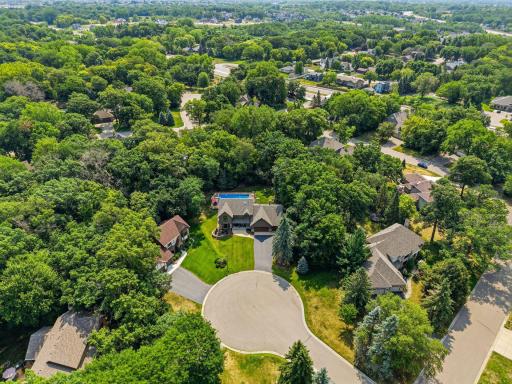 Arial view of the cul-de-sac the home is location on