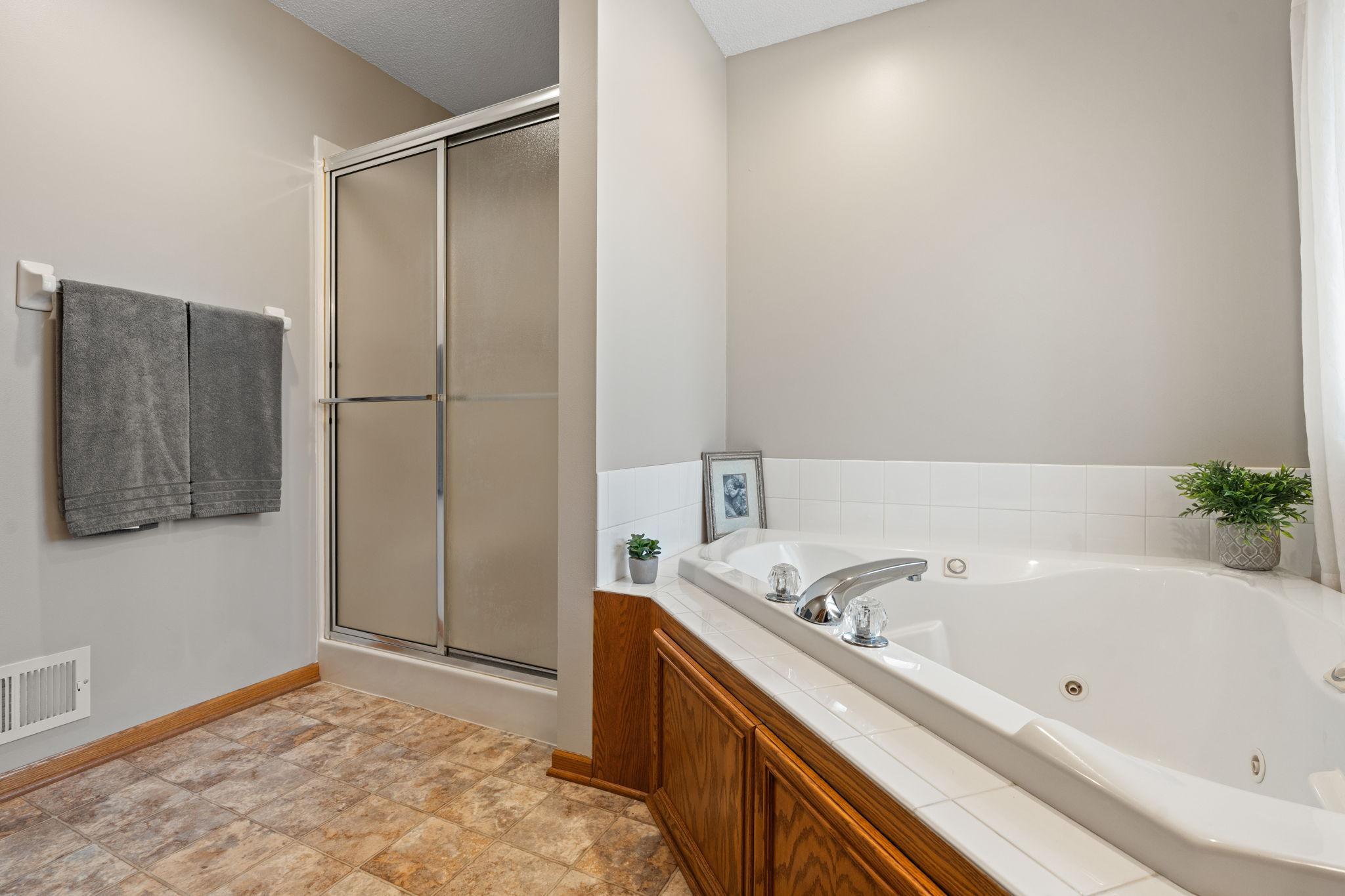 and separate shower.