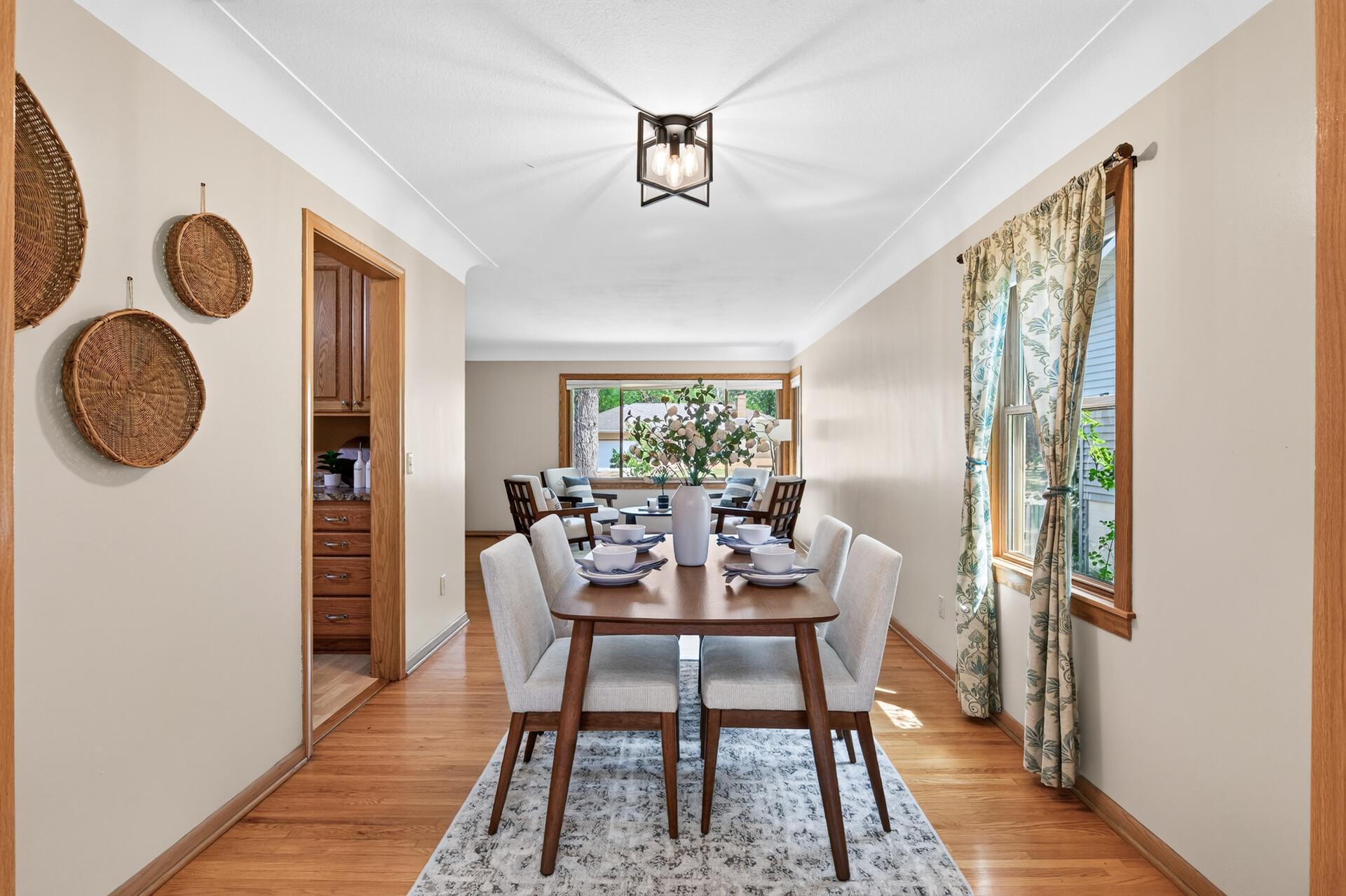 Enjoy meals in the dedicated dining room overlooking the beautiful backyard.
