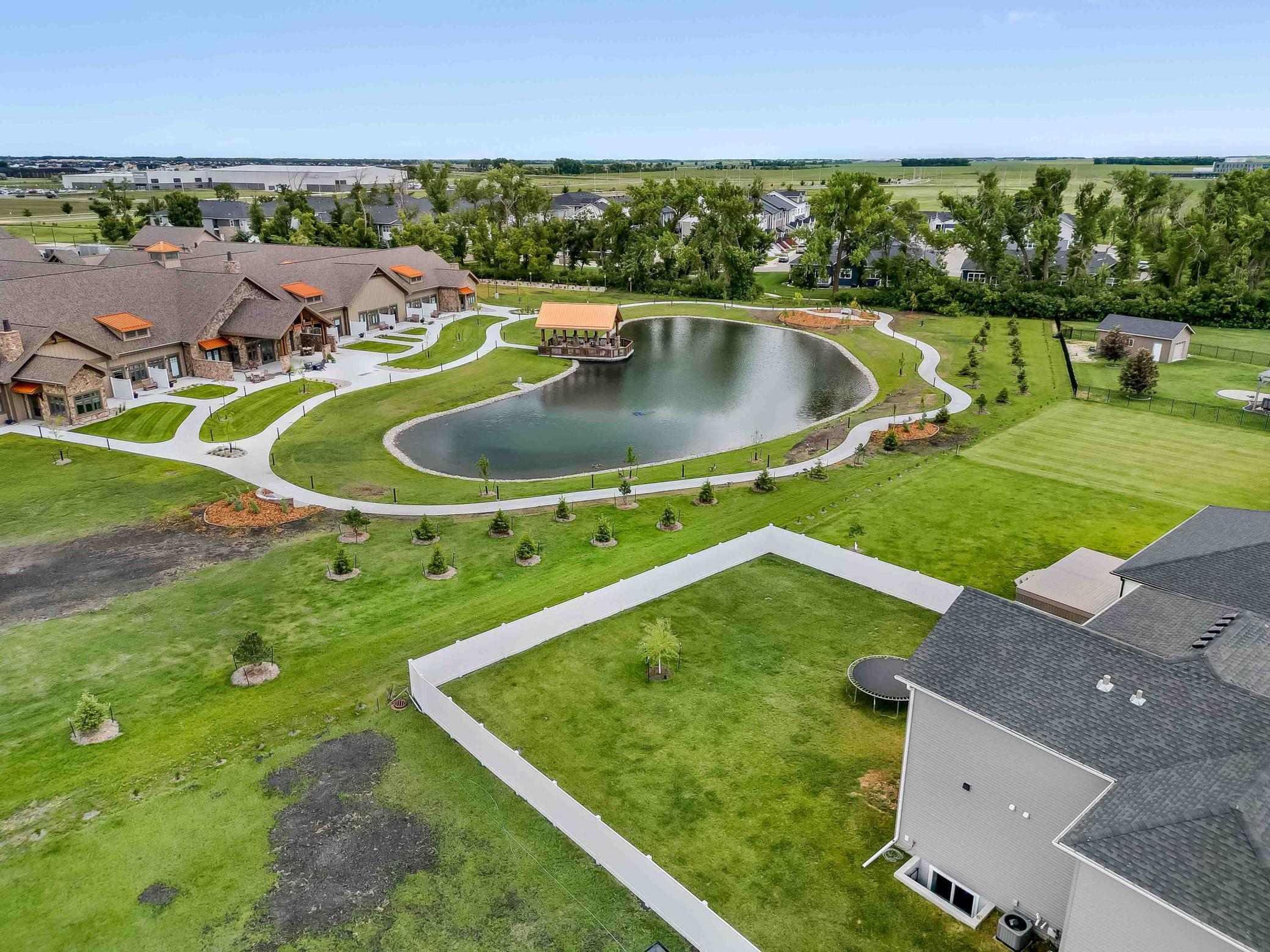 Pretty pond with walking path