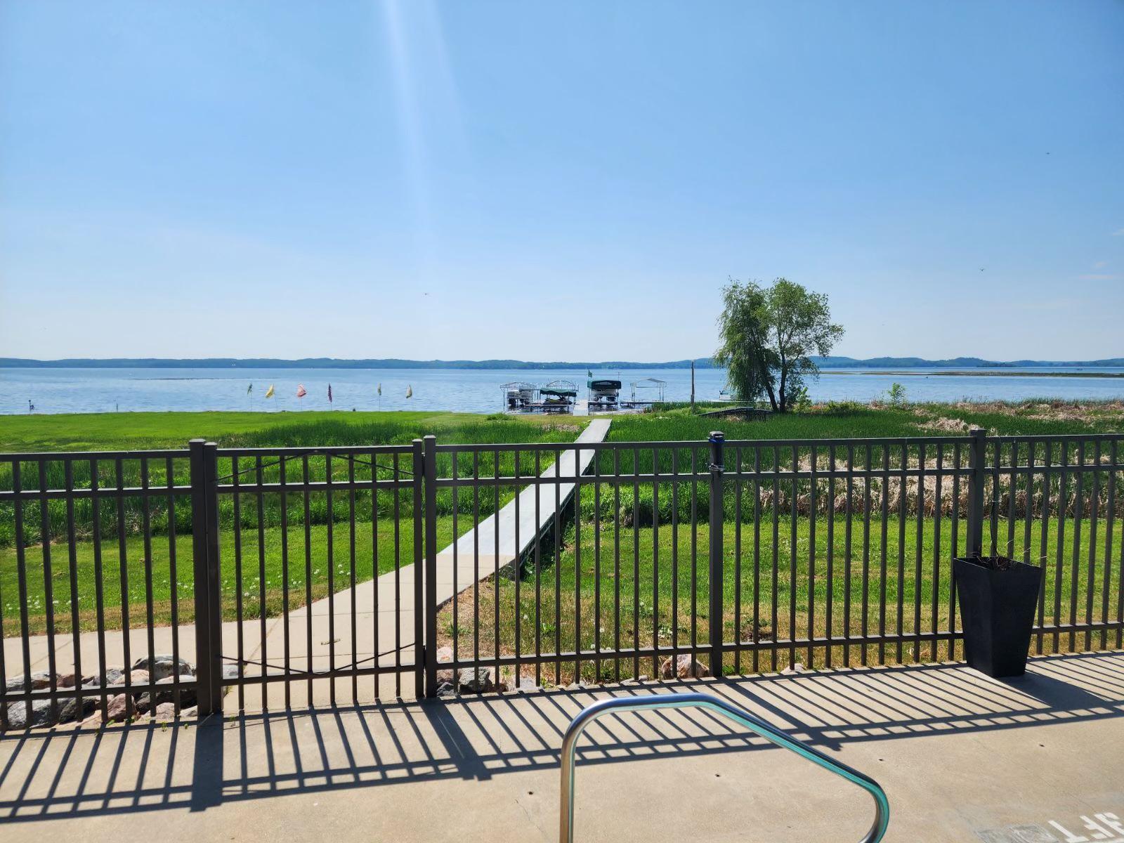 View of Lake Lida from pool house with dock spaces