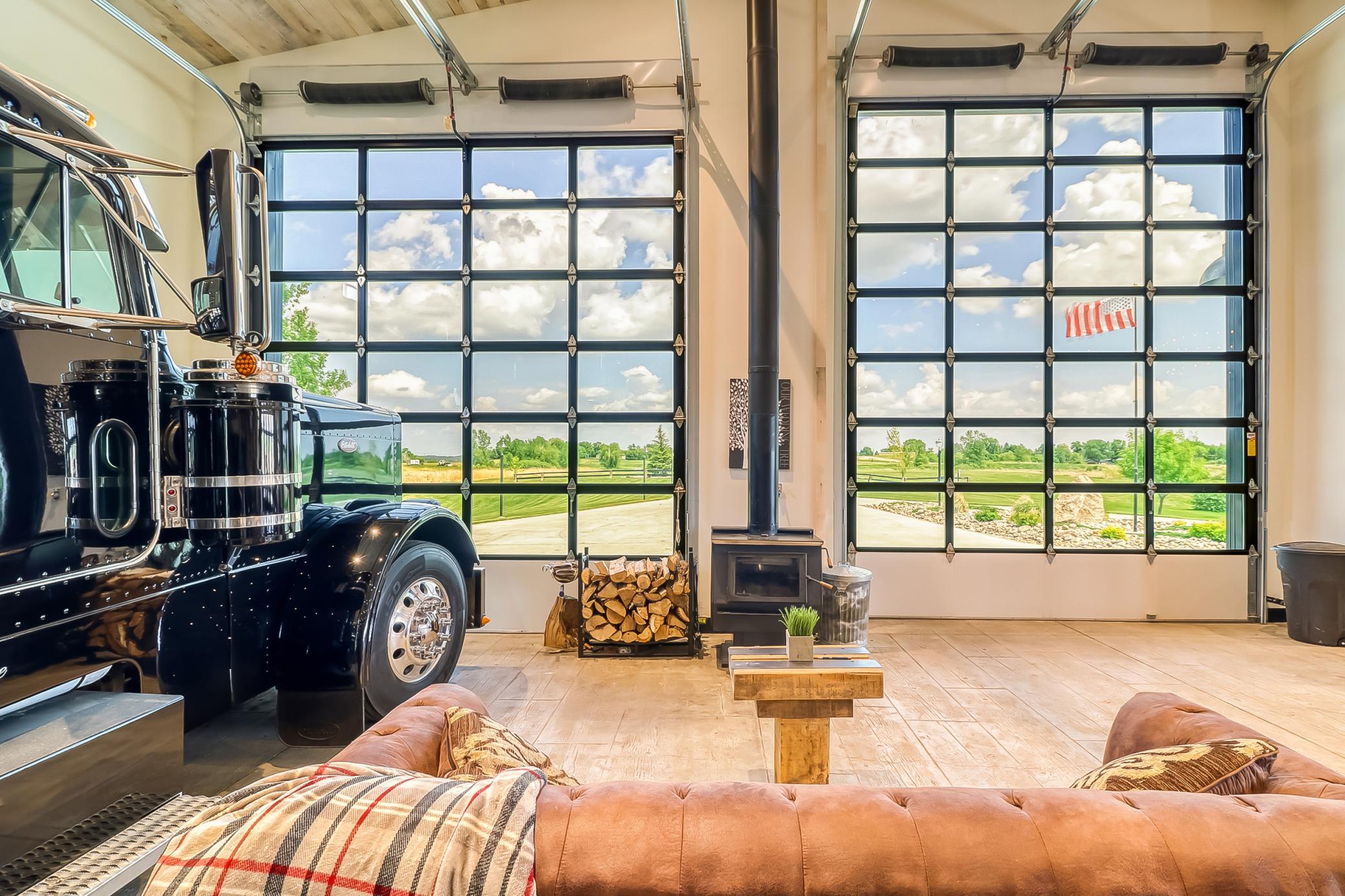 Shop with wood burning stove