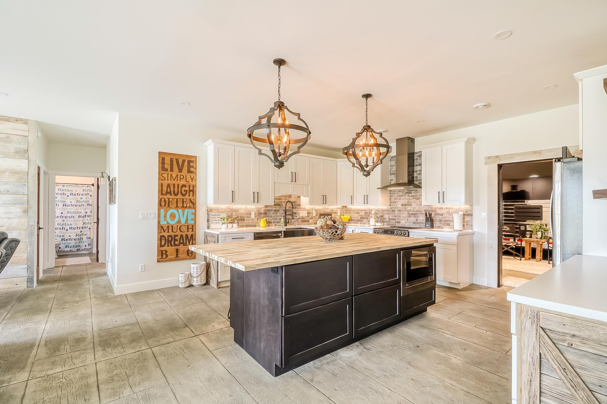 Beautiful light fixtures add a unique ambience