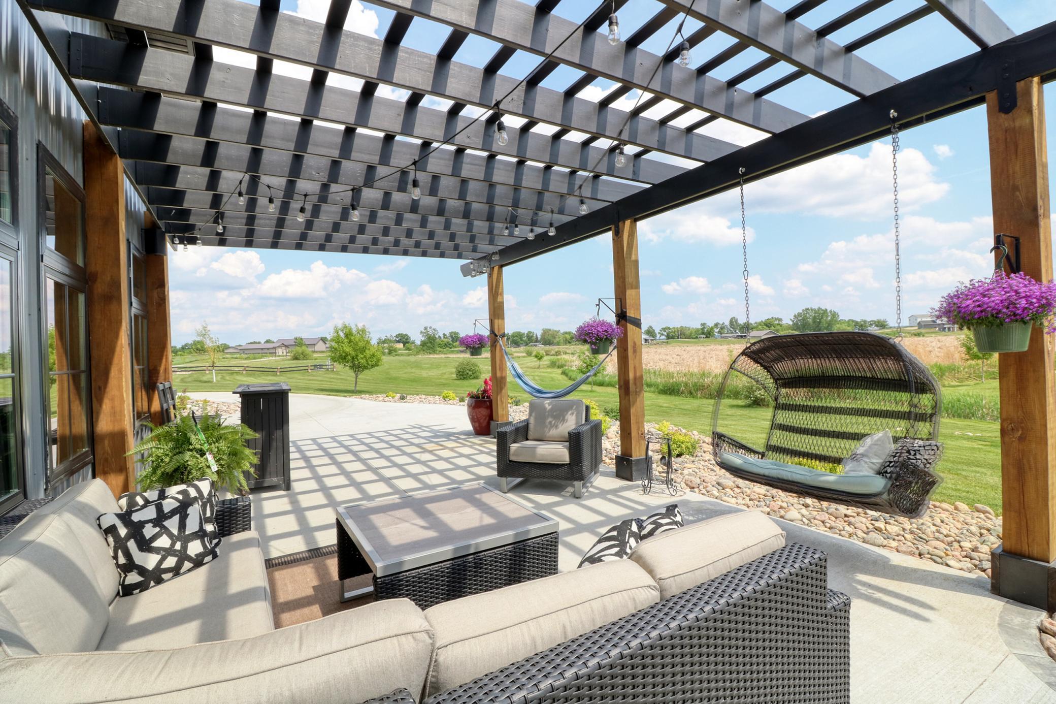 Pergola adds nice shade to the patio.