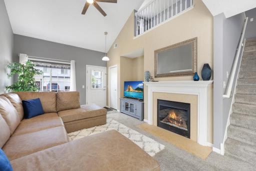 Stay warm on those winter nights with the gas fireplace