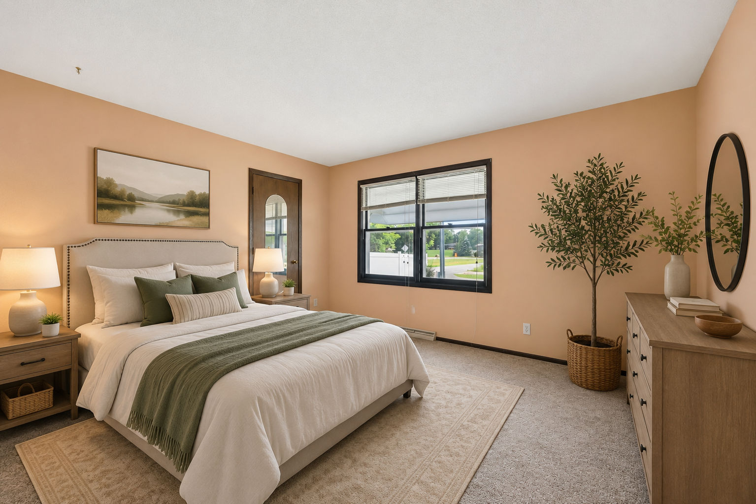 Main bedroom with generous space and great natural light. Virtually Staged.