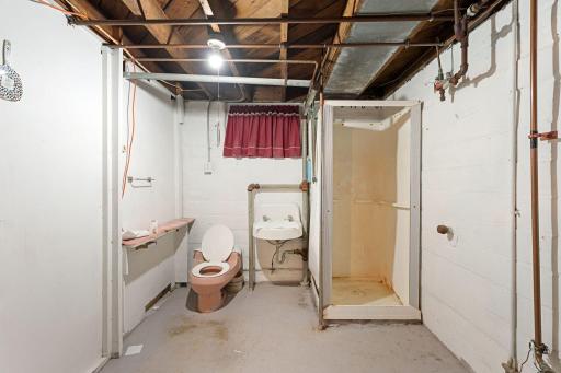 Lower level 3/4 bath with new shower purchased waiting for you to install in your new home!