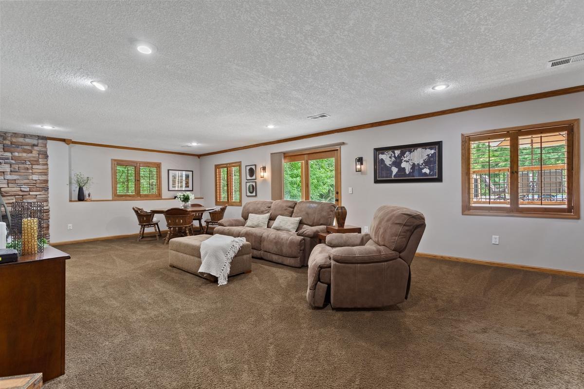 Lower level with walkout, family room is