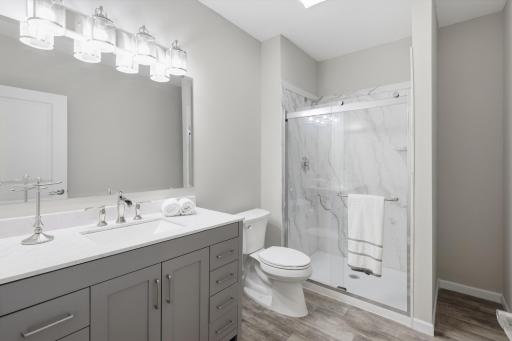 Convenient 3/4 bath serves the finished lower level.