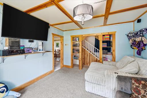 Living room is large for the style with space for 2 large sofas.