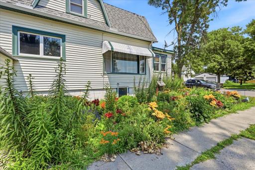 Perennial garden along the south side of the home.