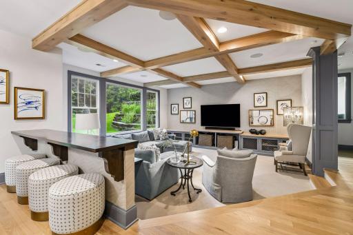 Coffered ceiling, like all features of this home, are elegant and inviting
