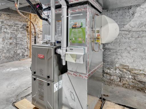 In 2023 the furnace was replaced by a high efficiency 97% Bryant which was upgraded in 2025 with a variable speed heat pump
