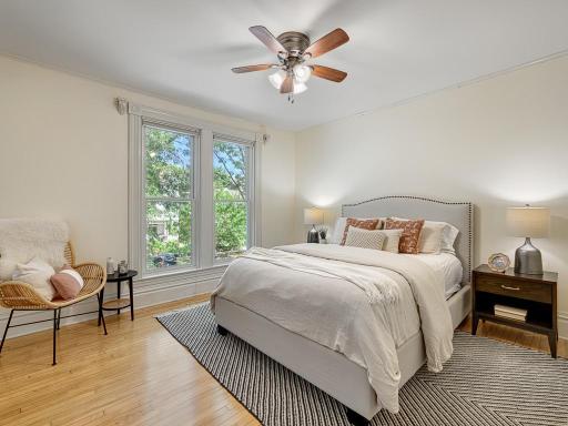 The primary bedroom is spacious with 2 closets