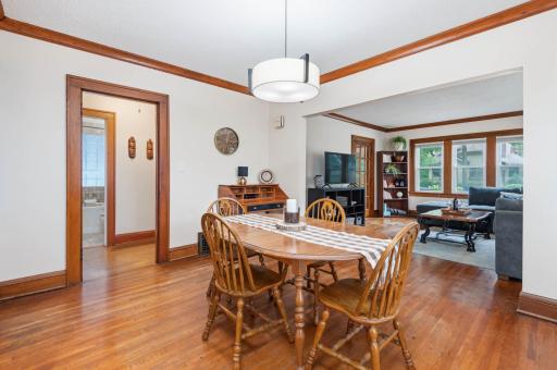 The Dining Room flows into the Living Room