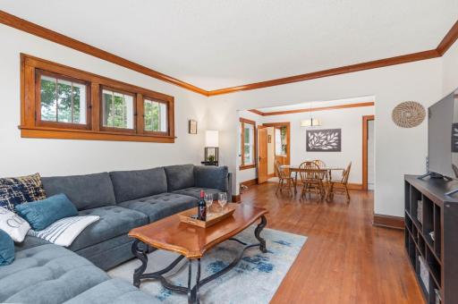 Another view of the Living Room showcasing the charming piano windows