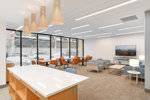 First floor community room with plenty of space for gatherings.