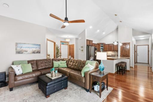 Another magnificent view of the main living area, showcasing the newly installed modern recessed lighting housings and an ideal layout for effortless everyday entertaining!