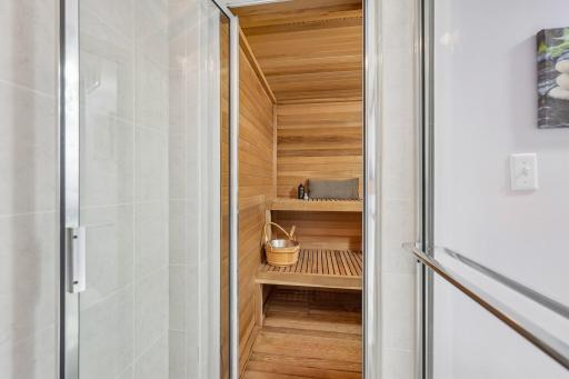 Sauna located in the lower level bathroom