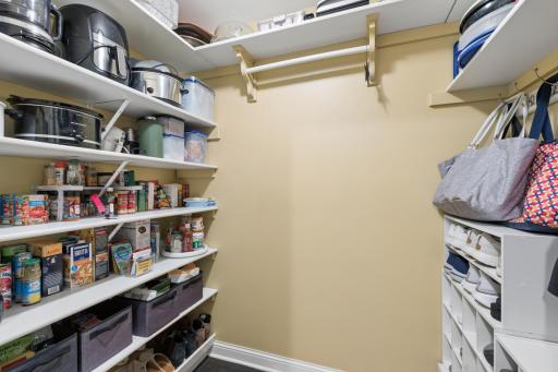 View of the walk-in pantry/closet for extra storage space off the main floor laundry room.