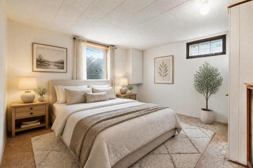 Virtually Staged - Basement Bedroom