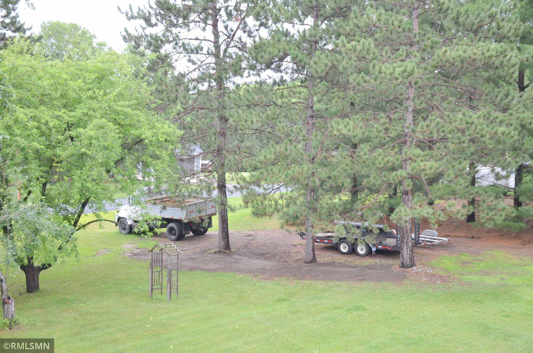 parking space for equiptment or RV parking, with electric hook up.