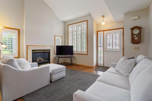 Gas fireplace and upgraded plantation shutters