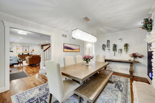 Dining room accessible from both the kitchen and living room.