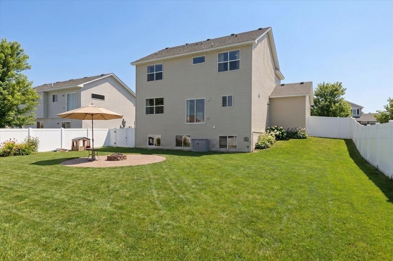Fantastic private back yard - patio fire pit area, irrigation and landscaping AND new maintenance-free vinyl privacy fence! Pool is optional stay for buyers.