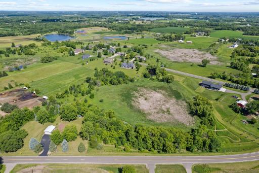 Aerial view of the two parcels, including the wetland area on the east parcel.