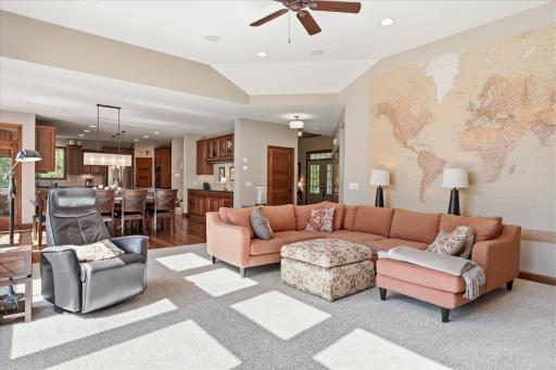 Family room offers great flow right off of the open concept dining room and kitchen,