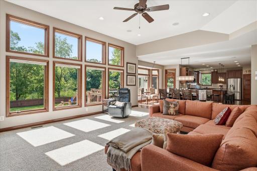 Four large windows bring in great light to the family room.