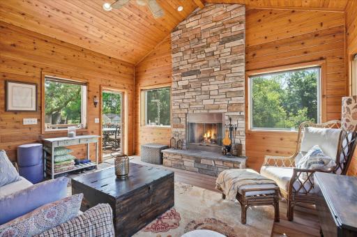 Three-season porch with great windows, brings the outdoors in.