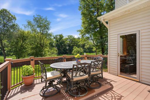 Great views of the backyard from back deck.